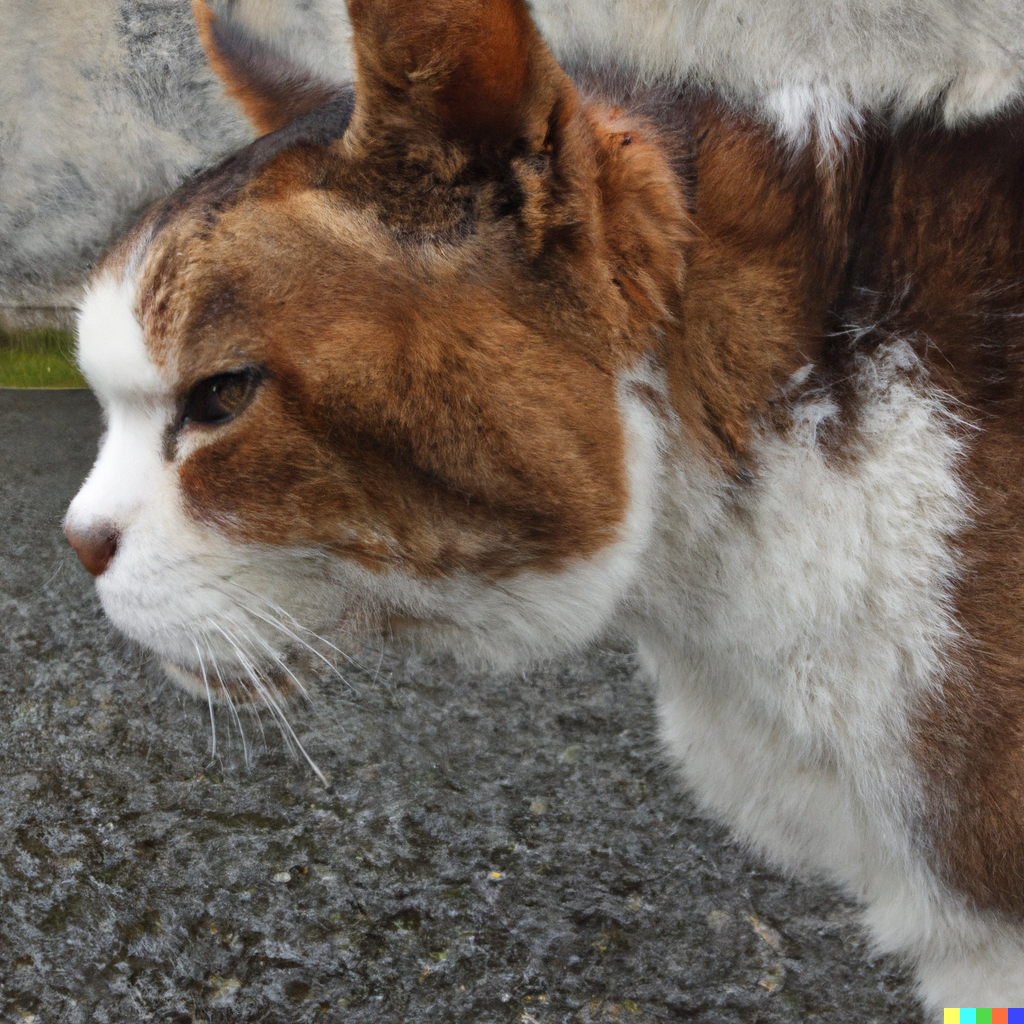 A close-up of an elderly cat with white fur and a gentle expression